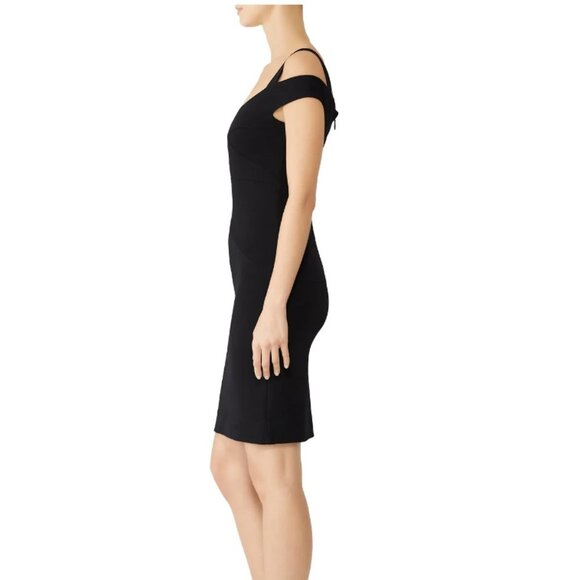 Nicole Miller Structured Cold Shoulder Dress Black size 6 - Picture 3 of 10